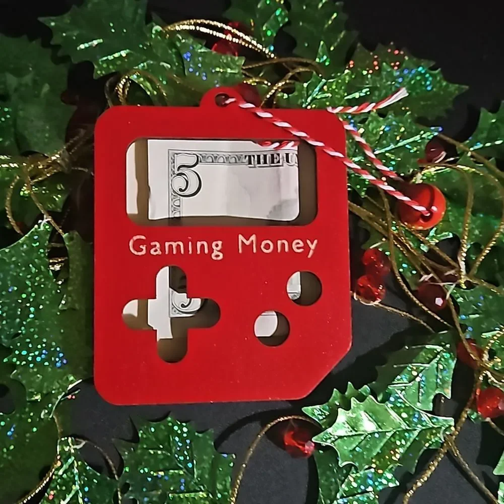 Wooden 🎁 Gaming Money Red Ornament Money / Bill Holder NWOT
